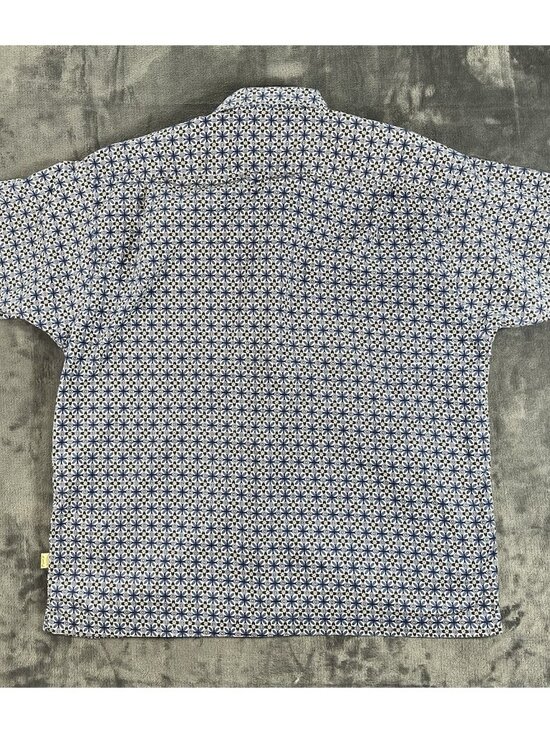 Adirondack Short Sleeve Paisley Button Up Shirt Men's XL Blue Floral Retro - Picture 3 of 7